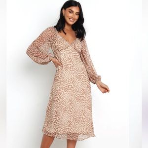 Animal Print V Neck Dress